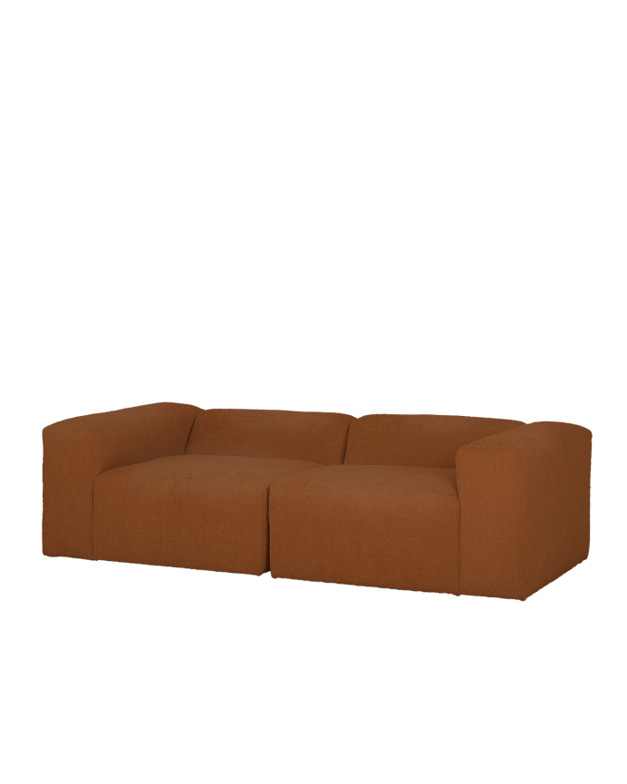 Deco wood Sofá de 2 módulos de bouclé color cobre 240x110cm
