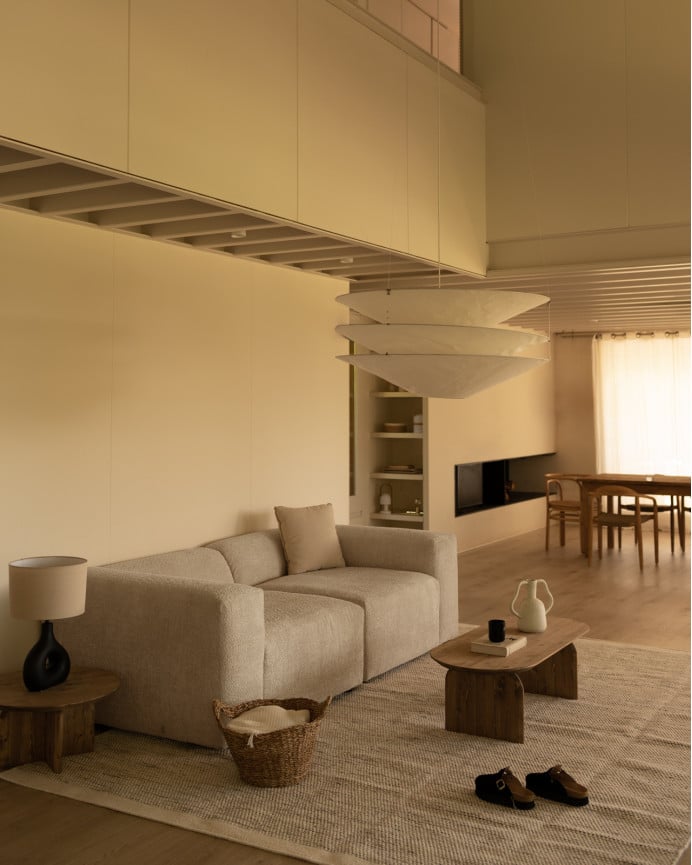 Deco Wood Sofá De 2 Módulos De Bouclé Color Gris Claro 240x110cm