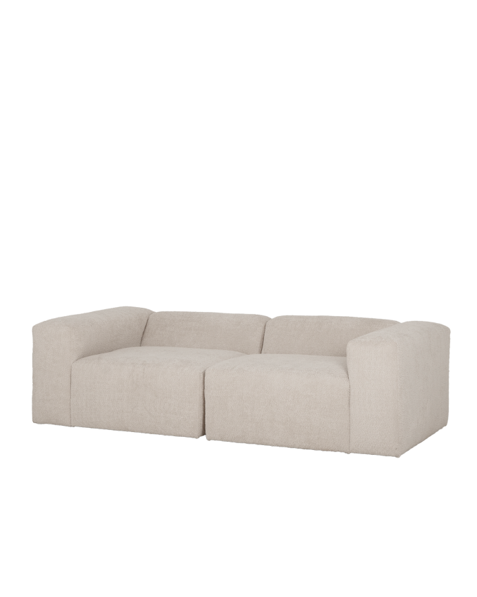 Deco wood Sofá de 2 módulos de bouclé color gris claro 240x110cm
