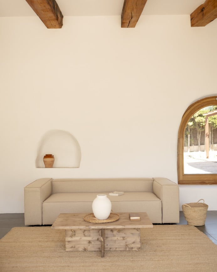 Deco Wood Sofá De 3/4 Plazas Color Beige De 210x110cm