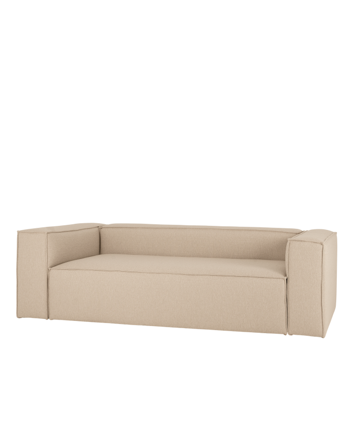 Deco wood Sofá de 3/4 plazas color beige de 210x110cm