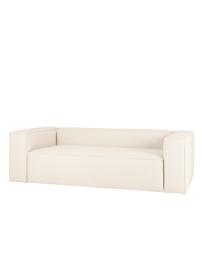 Deco wood Sofá de 3/4 plazas color blanco roto de 210x110cm