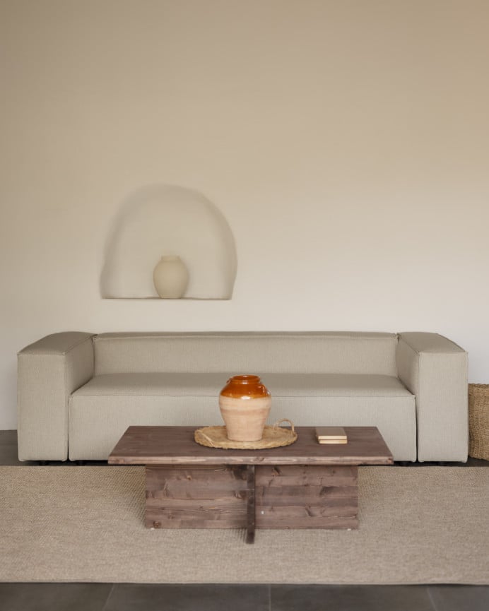 Deco Wood Sofá De 3/4 Plazas Color Gris Claro De 210x110cm