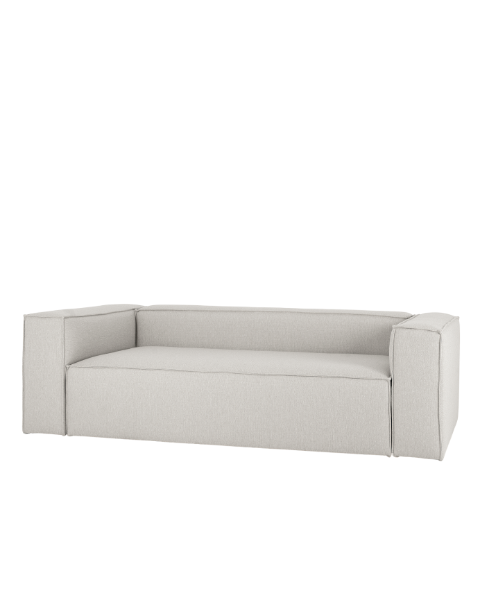 Deco wood Sofá de 3/4 plazas color gris claro de 210x110cm