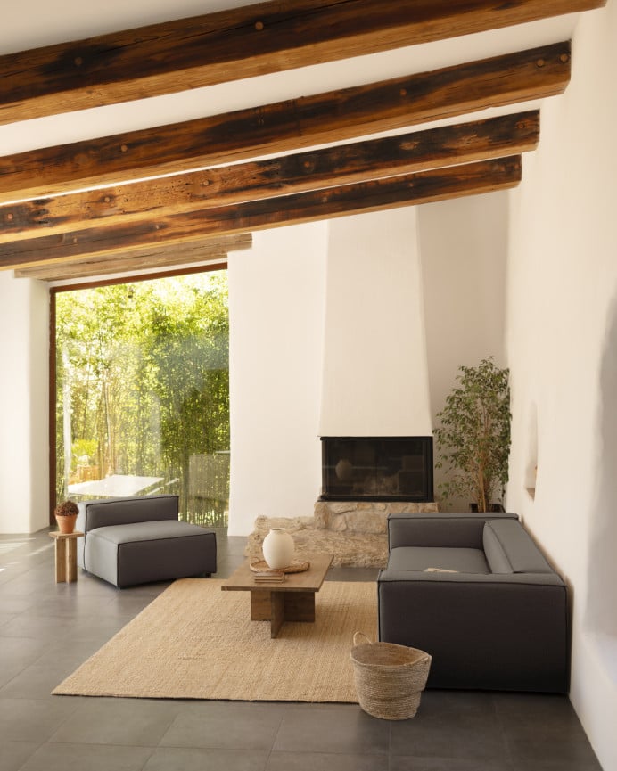 Deco Wood Sofá De 3/4 Plazas Color Gris Oscuro De 210x110cm