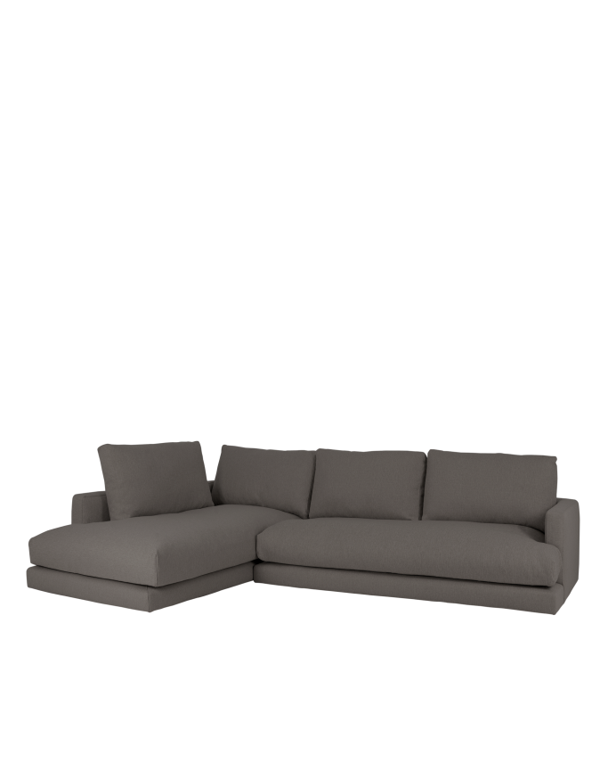 Deco wood Sofá de 3/4 plazas con chaise longue izquierdo tono gris oscuro de 275cm
