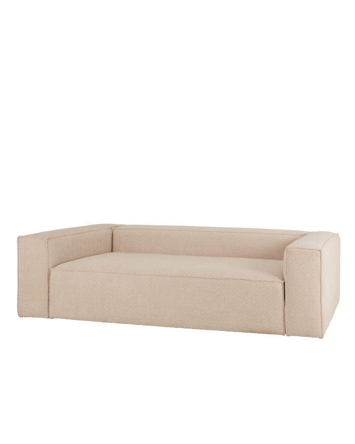 Deco wood Sofá de 3/4 plazas de bouclé color beige de 210x110cm