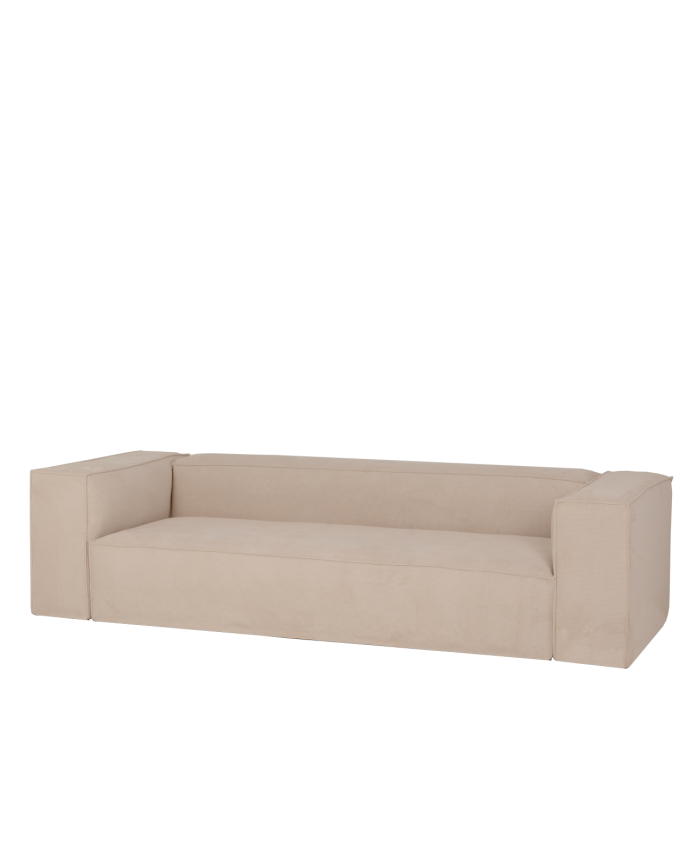 Deco wood Sofá de 3/4 plazas de pana color beige 210x110cm