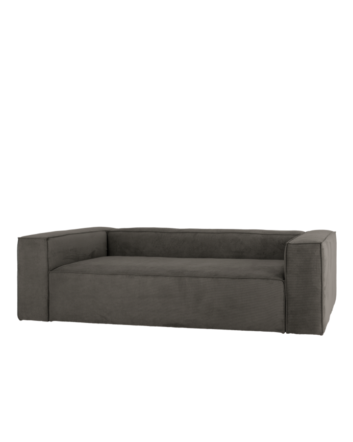 Deco wood Sofá de 3/4 plazas de pana color gris oscuro 210x110cm