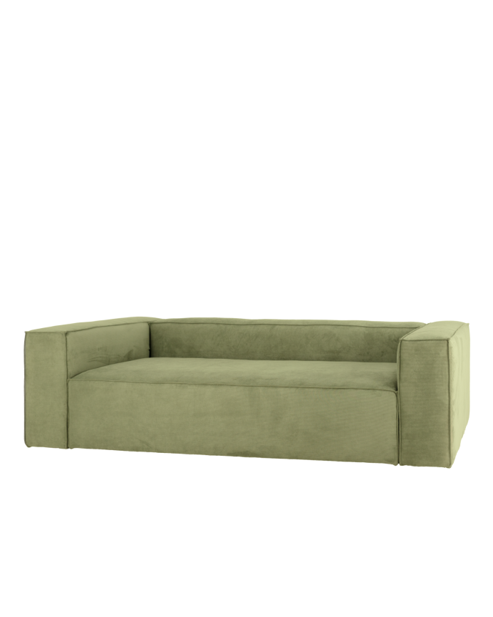 Deco wood Sofá de 3/4 plazas de pana color lima 210x110cm