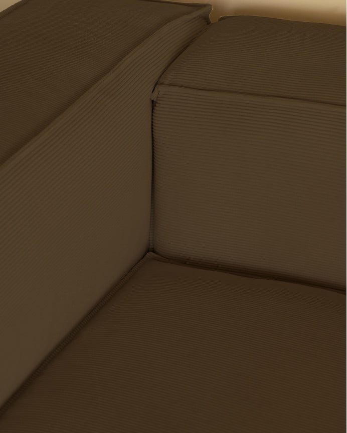 Deco Wood Sofá De 3/4 Plazas De Pana Color Marrón Topo 210x110cm