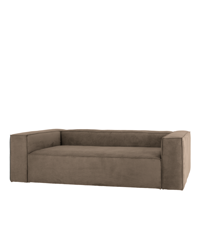 Deco wood Sofá de 3/4 plazas de pana color marrón topo 210x110cm