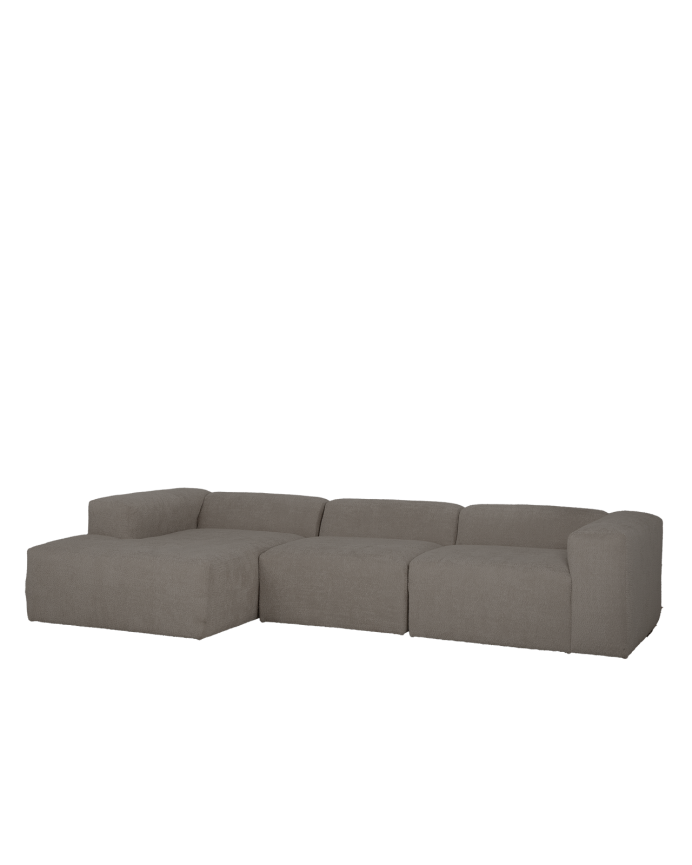 Deco wood Sofá de 3 módulos con chaise longue izquierdo de bouclé color gris oscuro 330x172cm