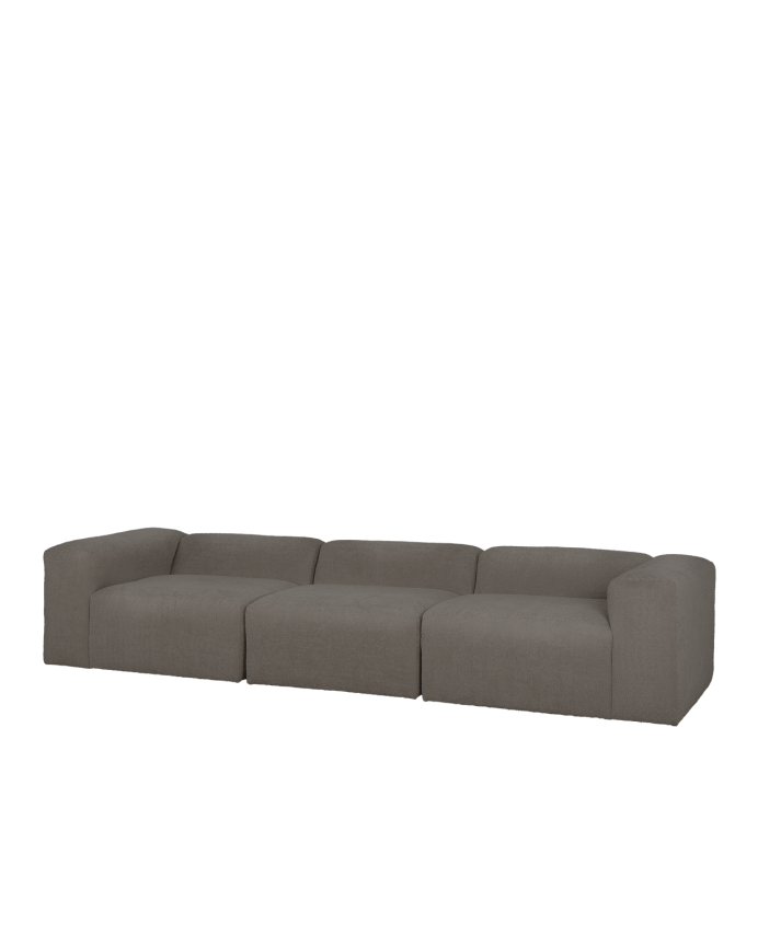 Deco wood Sofá de 3 módulos de bouclé color gris oscuro 330x110cm