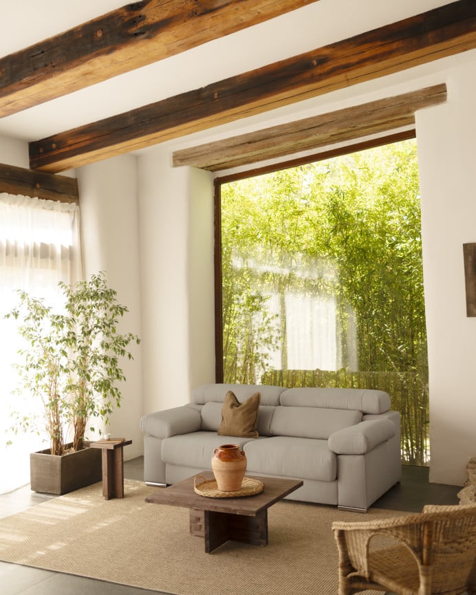 Deco Wood Sofá De 3 Plazas Color Gris Claro De 195cm