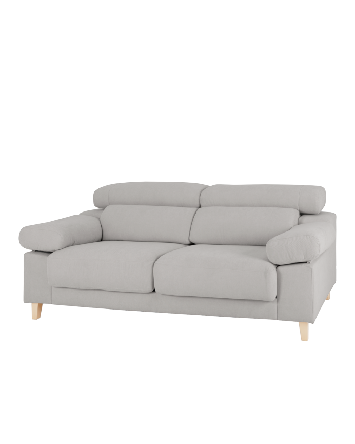 Deco wood Sofá de 3 plazas color gris claro de 195cm