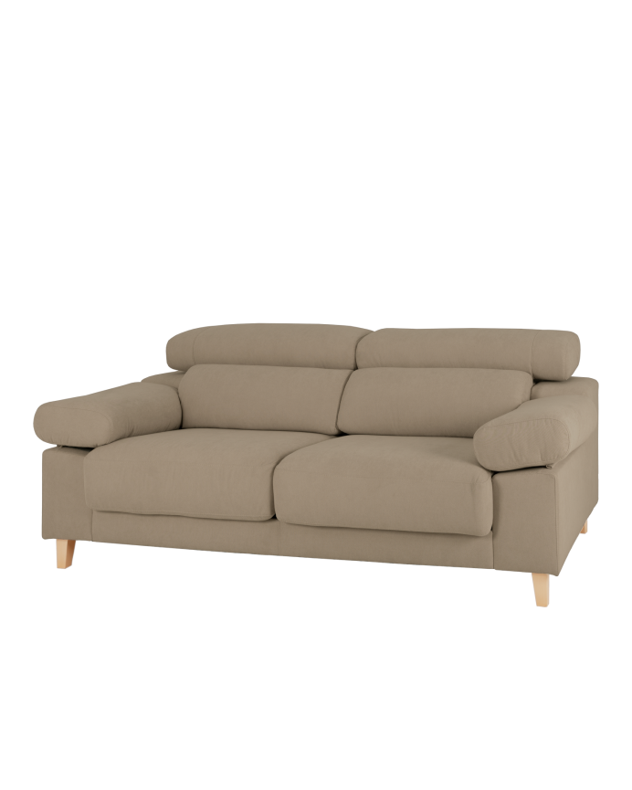 Deco wood Sofá de 3 plazas color marrón topo de 195cm