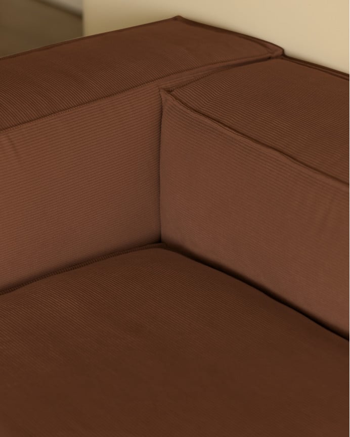 Deco Wood Sofá De 3 Plazas Con Chaise Longue Izquierdo De Pana Color Coral 250x175cm