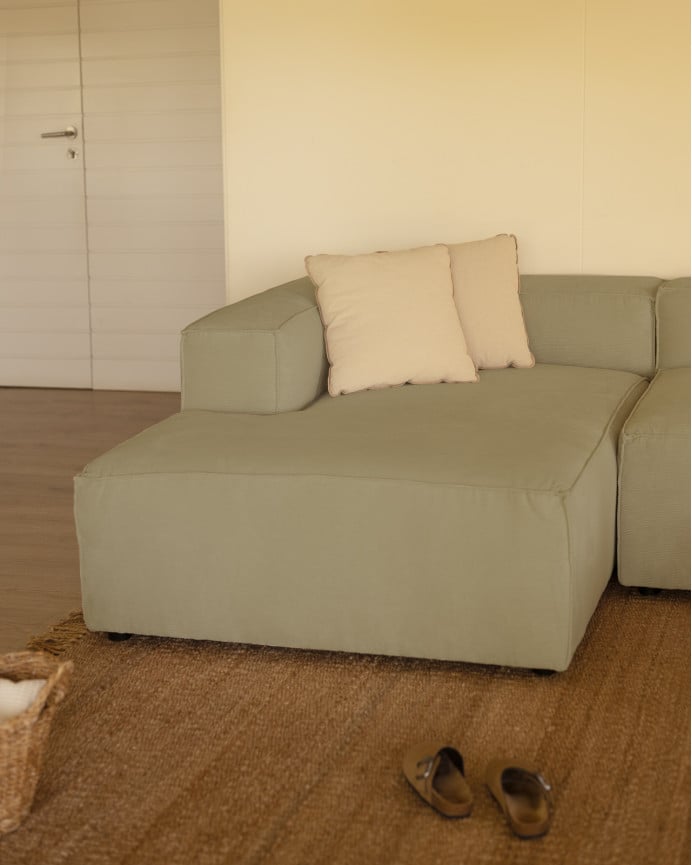 Deco Wood Sofá De 3 Plazas Con Chaise Longue Izquierdo De Pana Color Lima 250x175cm