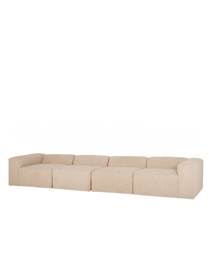 Deco wood Sofá de 4 módulos de bouclé color beige 420x110cm