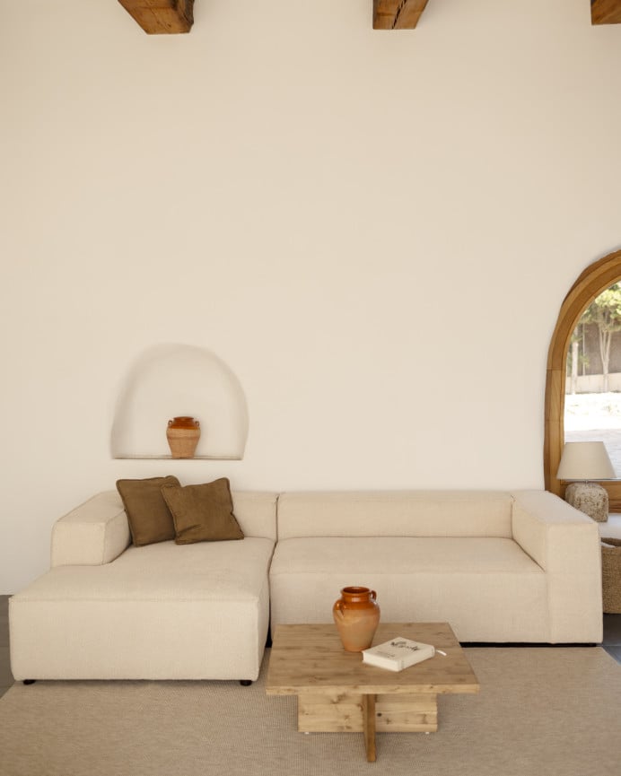 Deco Wood Sofá De 4 Plazas Con Chaise Longue Izquierdo Color Beige De 250x175cm