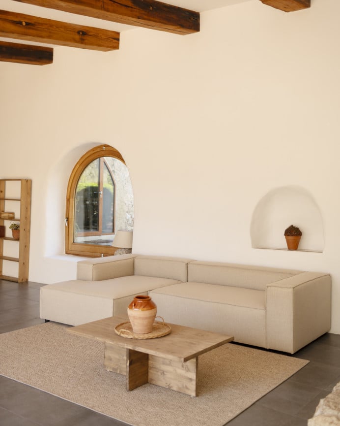 Deco Wood Sofá De 4 Plazas Con Chaise Longue Izquierdo Color Beige De 250x175cm