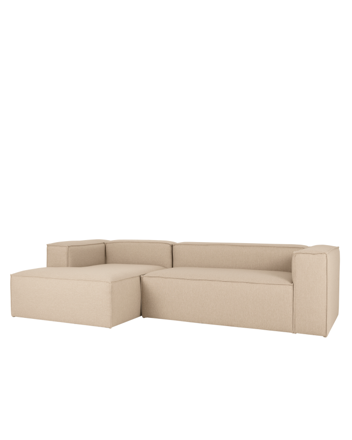 Deco wood Sofá de 4 plazas con chaise longue izquierdo color beige de 250x175cm