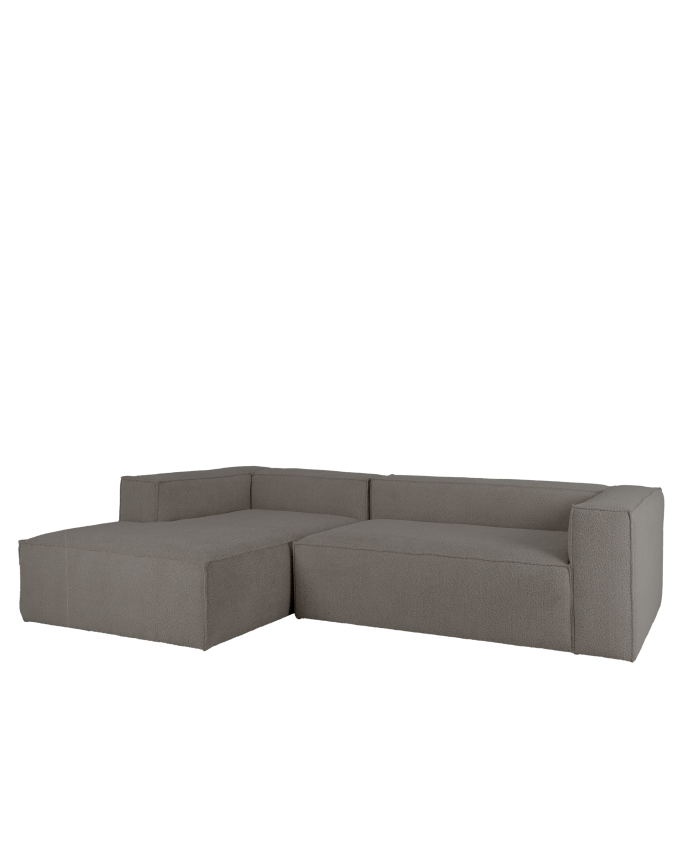 Deco wood Sofá de 4 plazas con chaise longue izquierdo color gris oscuro de 250x175cm