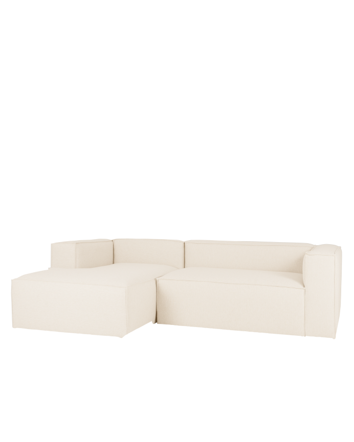 Deco wood Sofá de 4 plazas con chaise longue izquierdo color blanco roto de 250x175cm