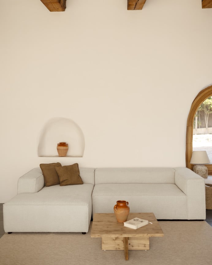 Deco Wood Sofá De 4 Plazas Con Chaise Longue Izquierdo Color Gris Claro De 250x175cm