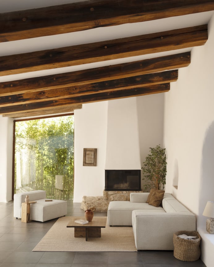 Deco Wood Sofá De 4 Plazas Con Chaise Longue Izquierdo Color Gris Claro De 250x175cm