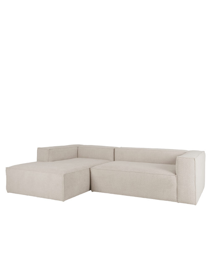 Deco wood Sofá de 4 plazas con chaise longue izquierdo color gris claro de 250x175cm