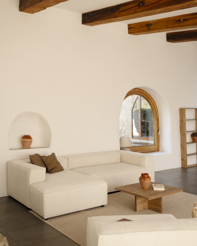 Deco Wood Sofá De 4 Plazas Con Chaise Longue Izquierdo Color Blanco De 250x175cm