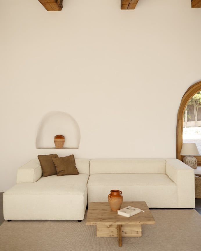 Deco Wood Sofá De 4 Plazas Con Chaise Longue Izquierdo Color Blanco De 250x175cm