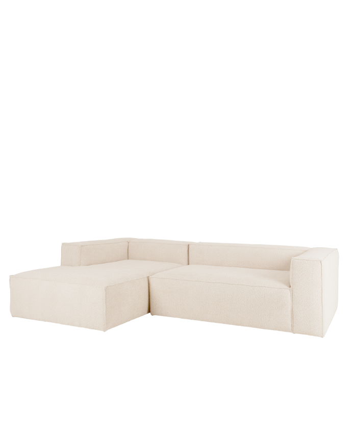 Deco wood Sofá de 4 plazas con chaise longue izquierdo color blanco de 250x175cm