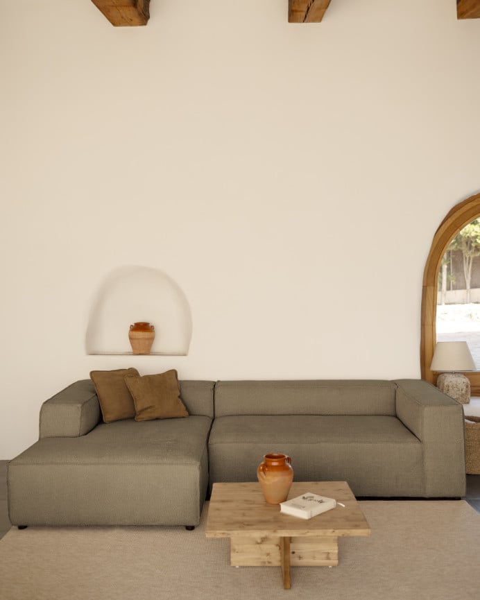 Deco Wood Sofá De 4 Plazas Con Chaise Longue Izquierdo Color Marrón De 250x175cm