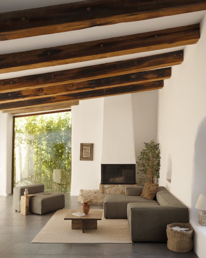 Deco Wood Sofá De 4 Plazas Con Chaise Longue Izquierdo Color Marrón De 250x175cm