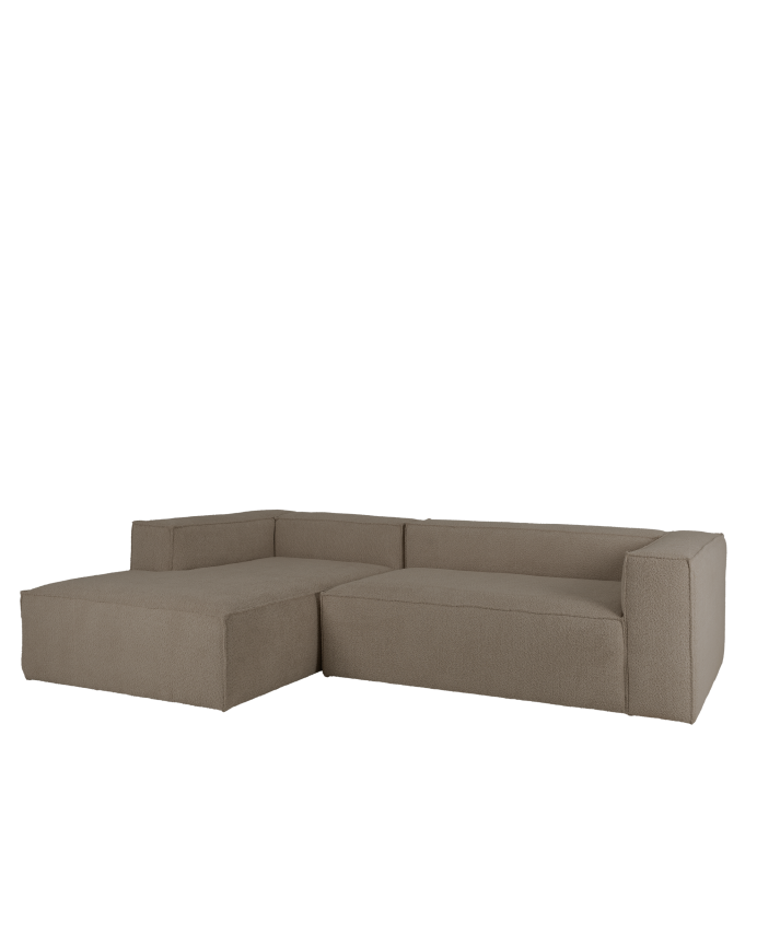 Deco wood Sofá de 4 plazas con chaise longue izquierdo color marrón de 250x175cm