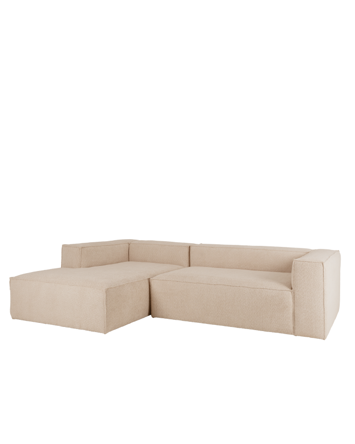 Deco wood Sofá de 4 plazas con chaise longue izquierdo color beige de 250x175cm