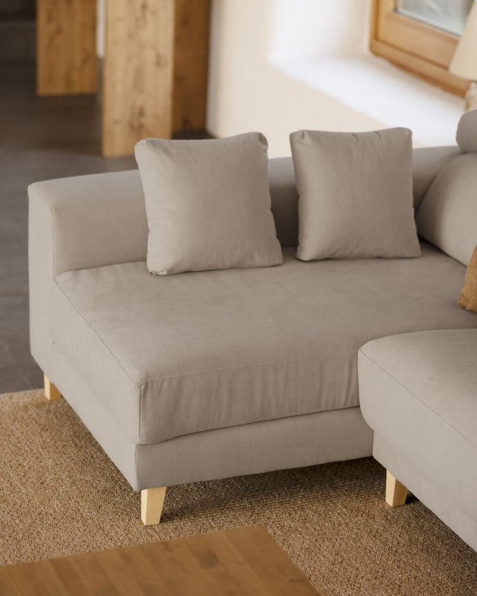 Deco Wood Sofá De 4 Plazas Con Chaise Longue Izquierdo De Color Gris Claro De 278cm