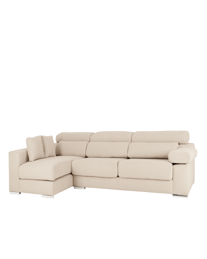 Deco wood Sofá de 4 plazas con chaise longue izquierdo de color beige de 278cm