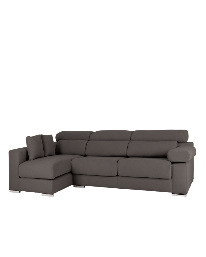 Deco wood Sofá de 4 plazas con chaise longue izquierdo de color gris oscuro de 278cm