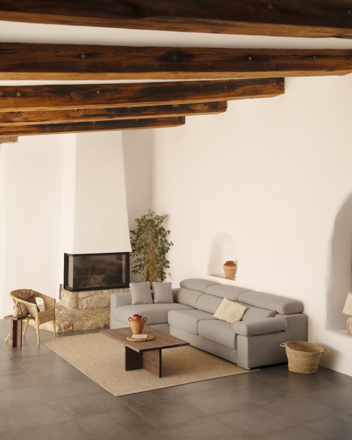 Deco Wood Sofá De 4 Plazas Con Chaise Longue Izquierdo De Color Gris Claro De 278cm