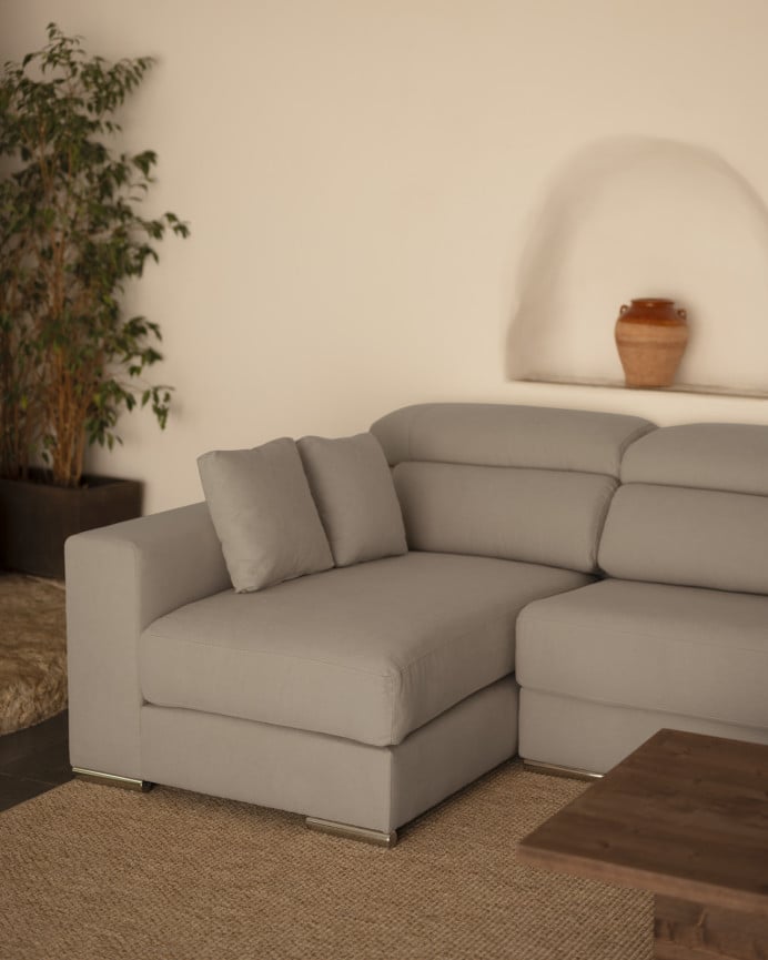 Deco Wood Sofá De 4 Plazas Con Chaise Longue Izquierdo De Color Gris Claro De 278cm