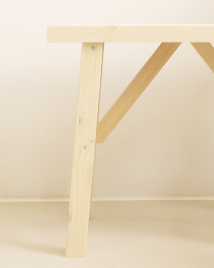 Deco Wood Taburete De Madera Maciza En Tono Natural De 45x55cm