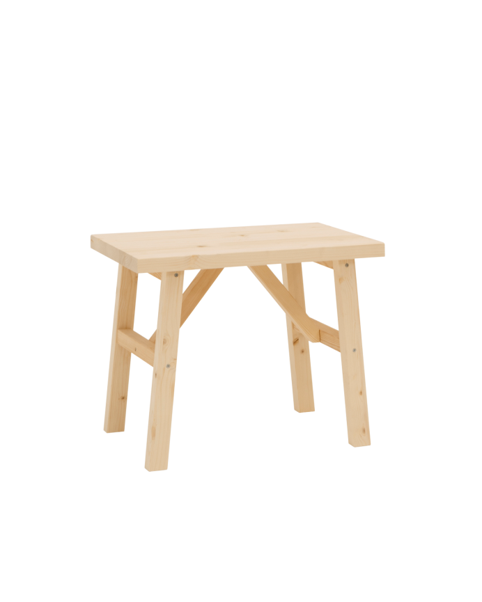 Deco wood Taburete de madera maciza en tono natural de 45x55cm