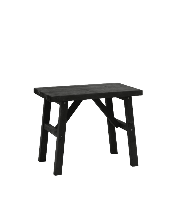 Deco wood Taburete de madera maciza en tono negro de 45x55cm