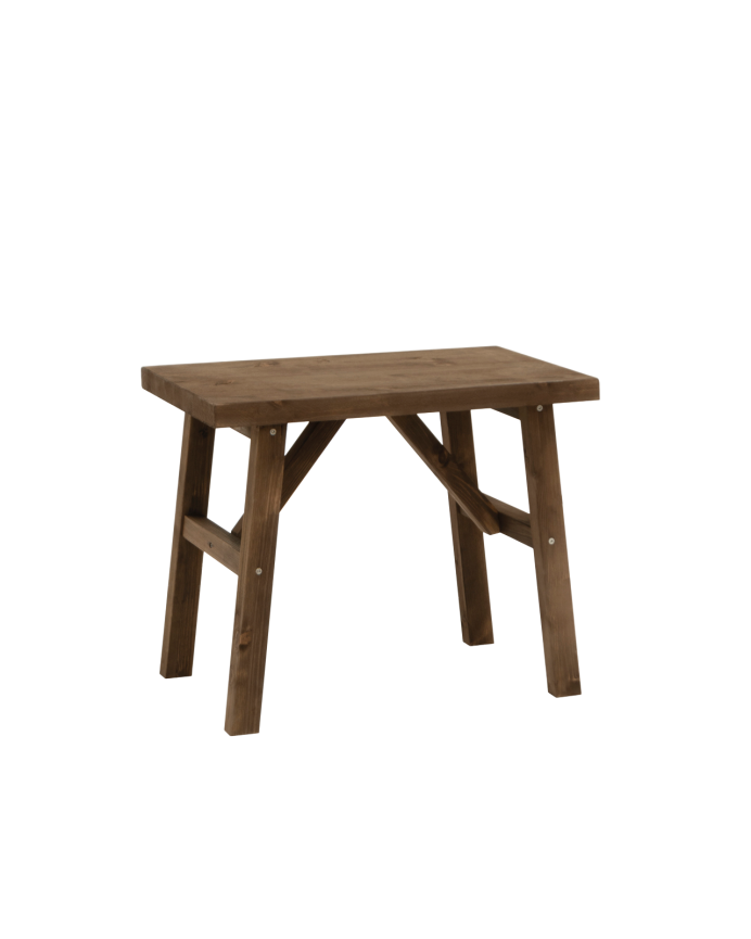 Deco wood Taburete de madera maciza en tono nogal de 45x55cm