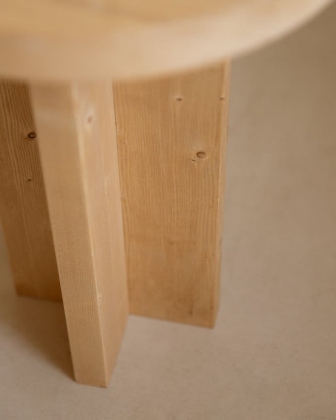 Deco Wood Taburete De Madera Maciza En Tono Roble Medio De 45x35cm