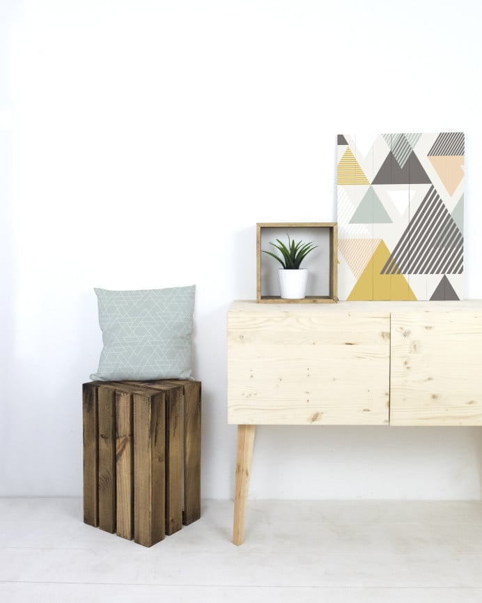 Deco Wood Taburete De Madera Maciza En Tono Roble Oscuro 30 5x49x26 5cm